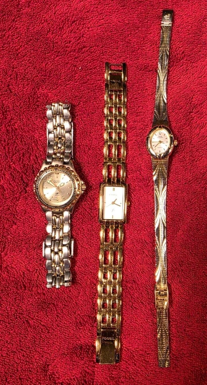 Women’s Watch Lot Fossil Blue Fossil F2 Sarah Coventry Untested As-Is